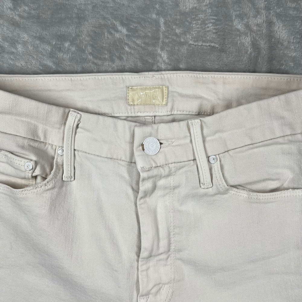MOTHER High Waisted Looker Ankle Fray Jeans Stayin Alive White Size 26 - Picture 3 of 9